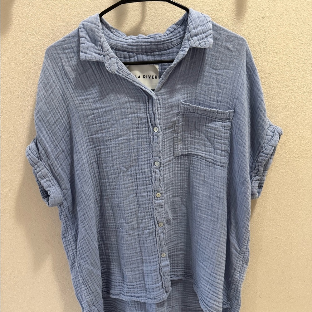 Lola River Light Blue Textured Shirt